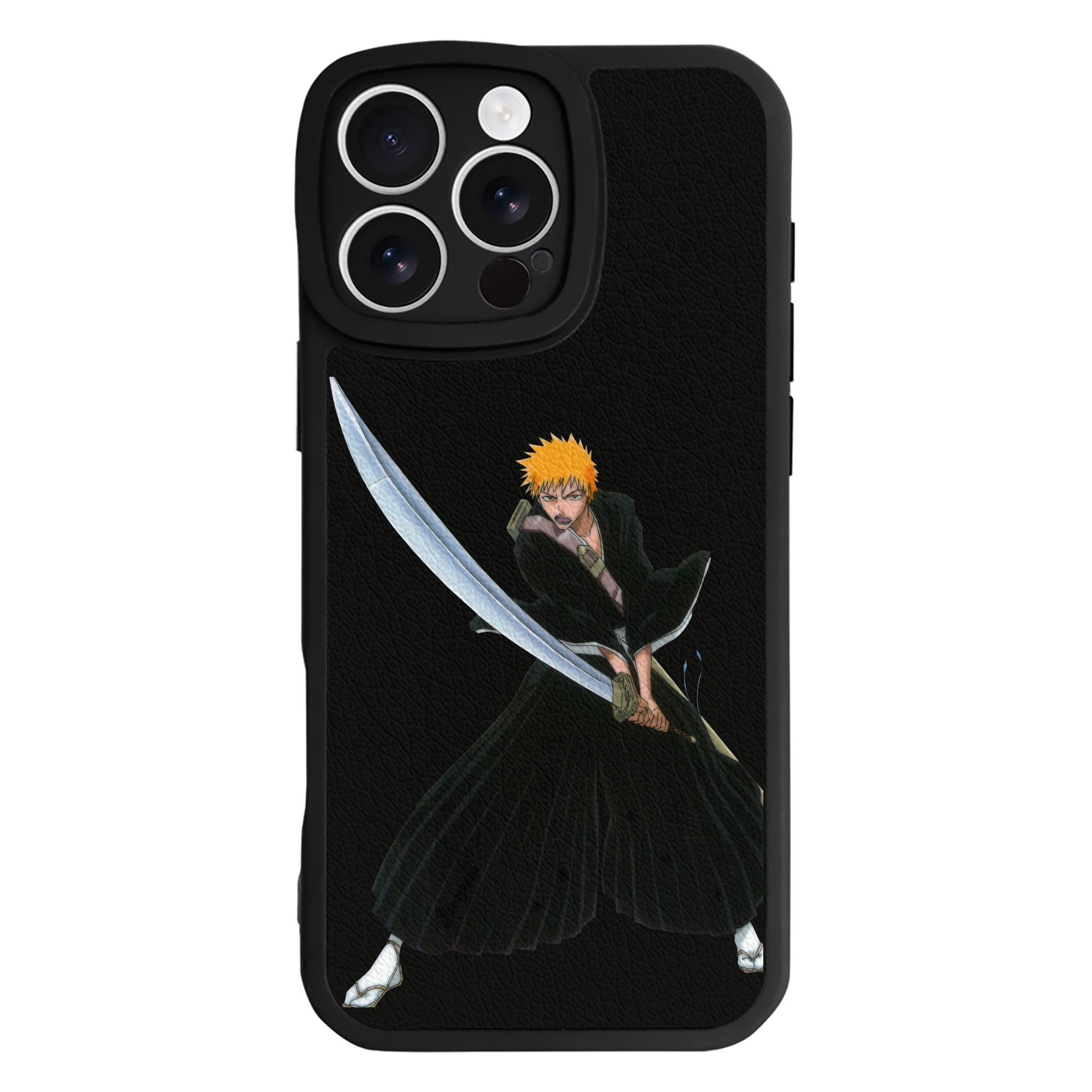 （画像用） ブリーチ 黒崎一護（くろさき いちご）BLEACH Kurosaki Ichigo 【iPhone 16シリーズ対応】シリコンスマホケース（レザー調） 材質：シリコン